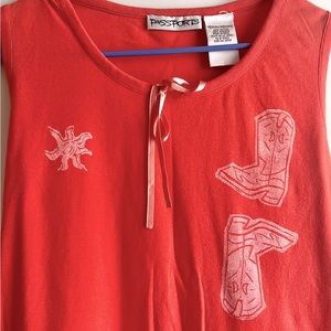vintage passports tank top with ribbon detail and hand printed design!!